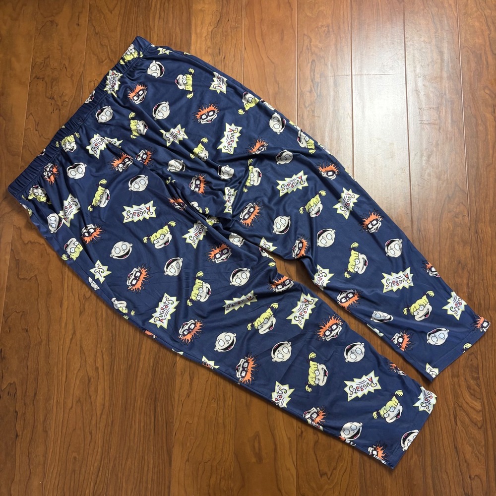Nickelodeon Rugrats Pajama Pants Navy Blue Character Print Size 1X 90s kidcore